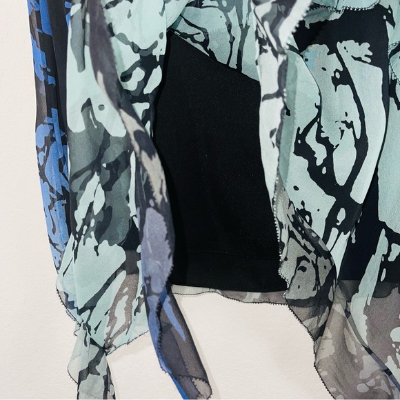 Diane Avon Furstenburg watercolor black green blue overlay sleeveless tank top - Picture 6 of 8